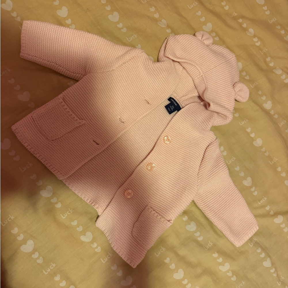GAP Light Pink Knit Kids Jacket with Hood